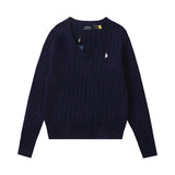 Ralph Lauren Knitted sweaters Vintage V-neck twisted embroidered wool bottomed knitted sweater