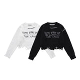 Women Sweater Ripped Knitted Sweater Loose