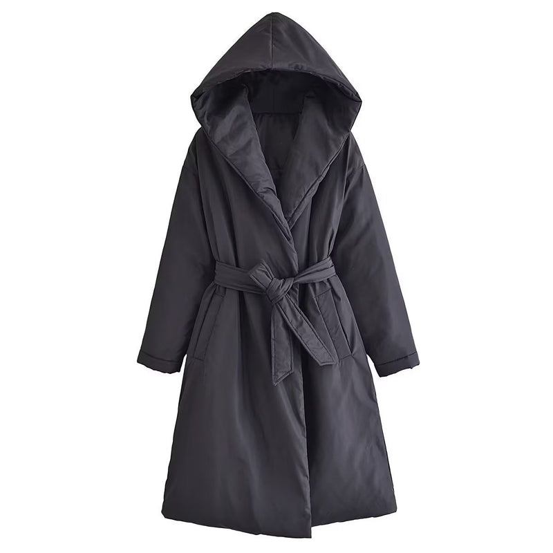 Women Cotton Coat Casual Hooded Cotton Jacket Coat Long Cotton Coat Coat