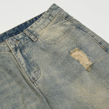 Men Jeans Ripped Distressed Loose Casual Retro