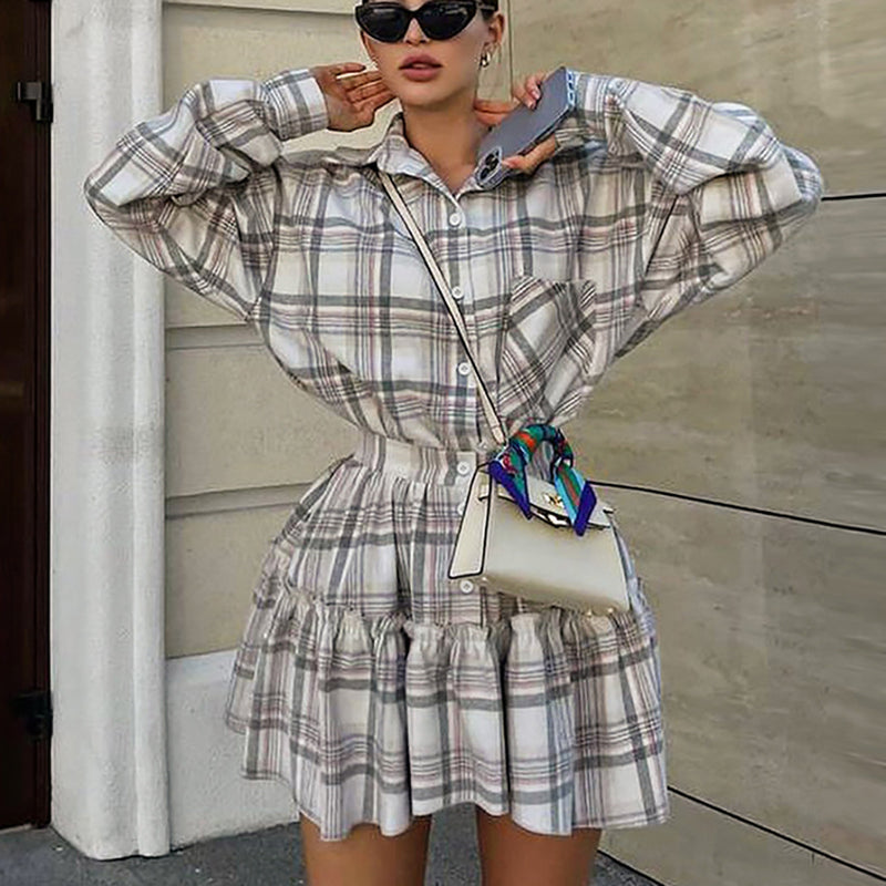 Women Co-Ords Winter Plaid Shirt Casual Fashion
