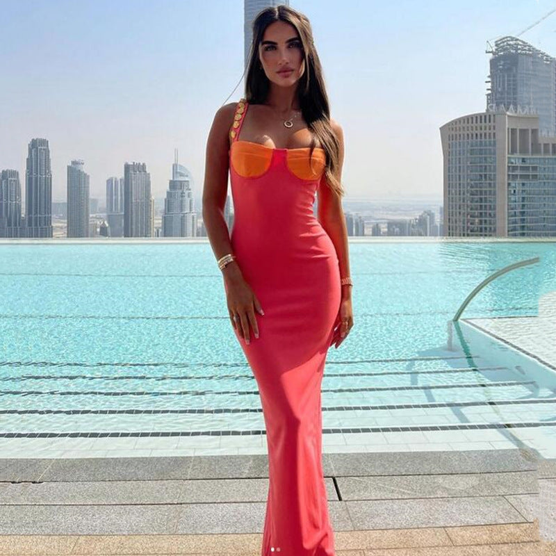 Women Dress Bodycon Chest-Highlight Sling Dress Women