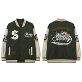 Women Jackets Retro College Style Embroidery Stitching Baseball Uniform Loose All-Match
