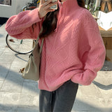 Women Pullover Sweater Rhombus Loose Sweater