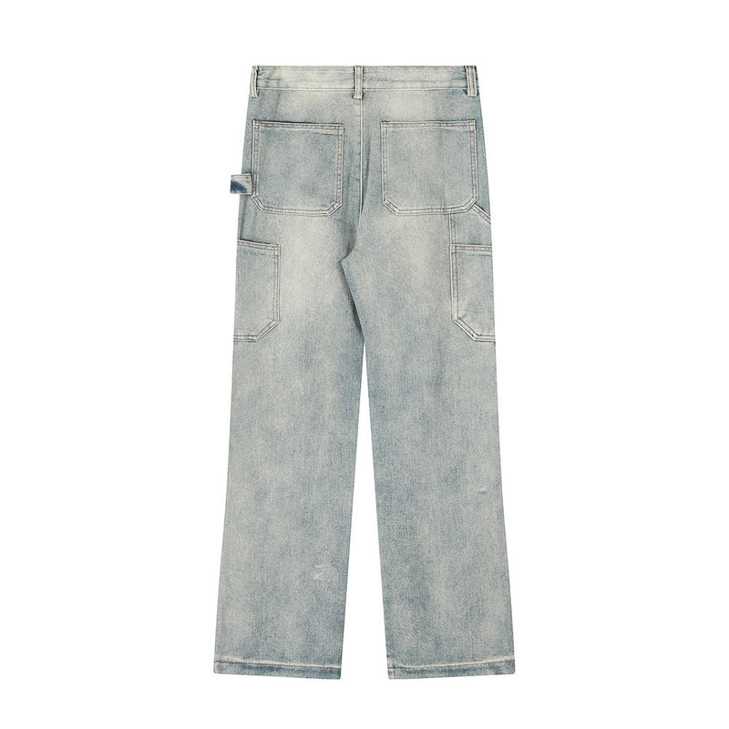 Men Jeans Zipper Decorations Loose
