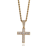 Jewelry Rectangular Zirconium Cross Pendant Hip Hop Diamond Pendant Necklace St. Valentine's Crosses Spectrum