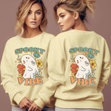 Women's Spooky Vibe Print Hoodies Fashion Cartoon Flower Gho