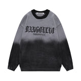Women Sweater Tie-Dyed Tapered Collar Knitted Sweater Cross Loose All-Match