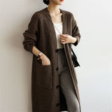 Women Knitted Cardigan Retro Loose Thick Sweater