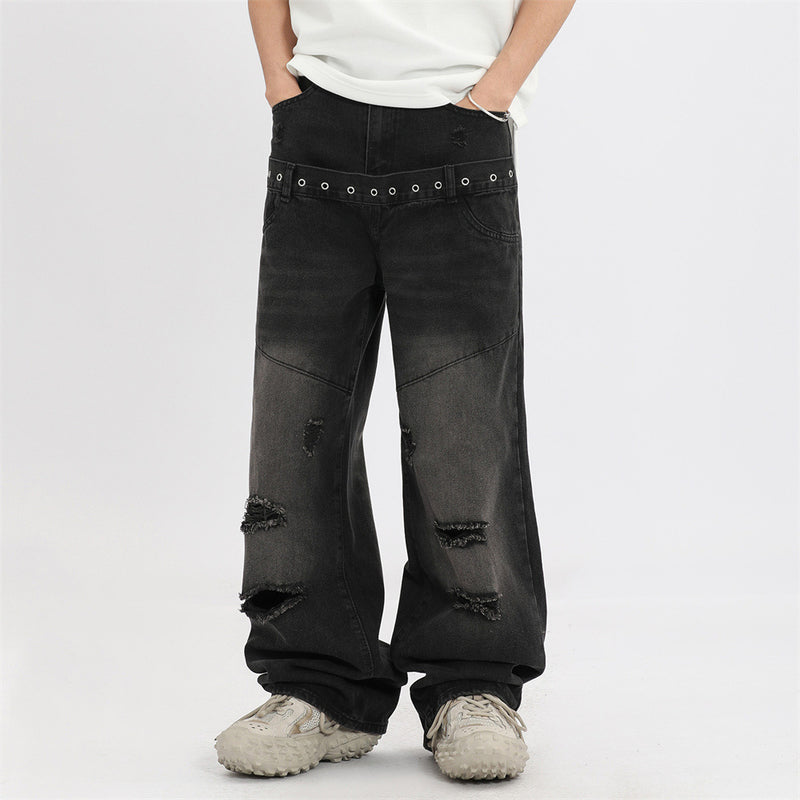 Men Jeans Make Old Ripped Punk Loose