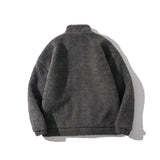 Men Cotton Mixed Jacket Coat Berber Fleece Coat Men's Autumn and Winter Stand Collar Zipped Cotton-Padded Jacket Loose