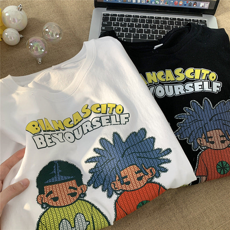 Men T Shirt Vintage Cartoon Doll Printing