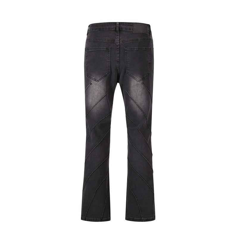 Men Jeans Topstitching Personality Design Loose