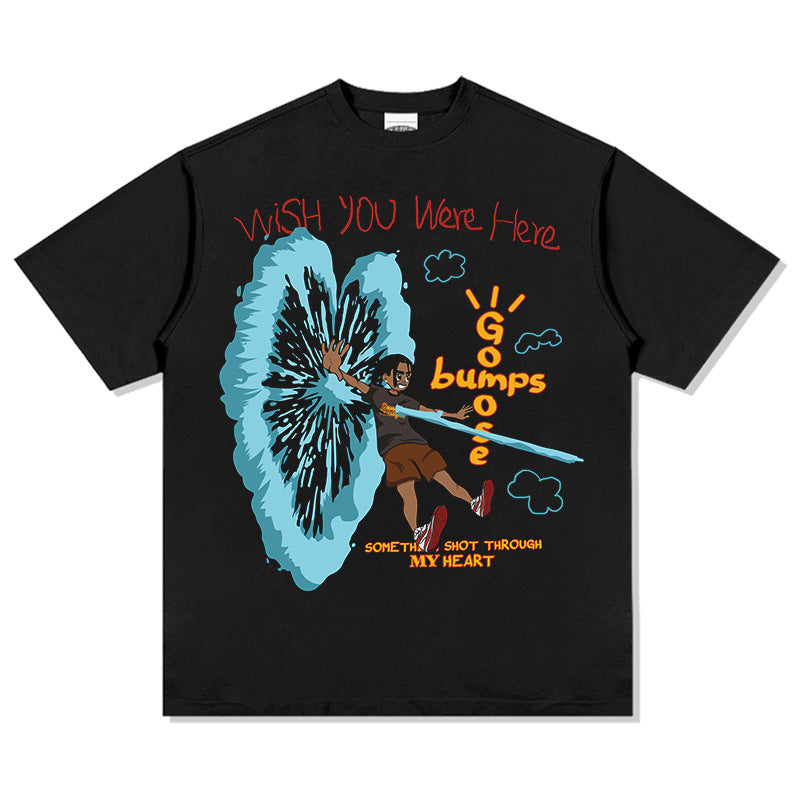 Unisex T Shirt Hip Hop Cartoon Print Short Sleeve