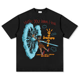 Unisex T Shirt Hip Hop Cartoon Print Short Sleeve