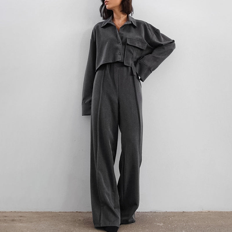 Women Co-Ords Long Sleeve Shirt High Waist Casual