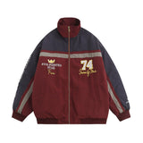 Men Cotton Mixed Jacket Coat Stitching Contrast Color Cotton Coat Jacket Men Winter Cotton Padded Warm Loose Letter Embroidery