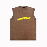 Purple Brand Distressed Tank T Shirts Distressed Sleeveless T-shirt Vest