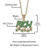 Jewelry RICH Money Bag Letter Pendant Oil Dripping Alphabet Pieces Night light Spectrum