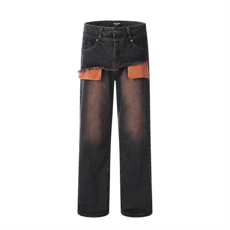Men Jeans Pocket Vintage Distressed
