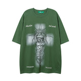 Men T-Shirt Butterfly Embedded Drill Old Oversize