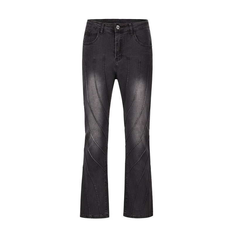 Men Jeans Topstitching Personality Design Loose