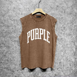 Purple Brand Distressed Tank T Shirts Distressed Sleeveless T-shirt Vest
