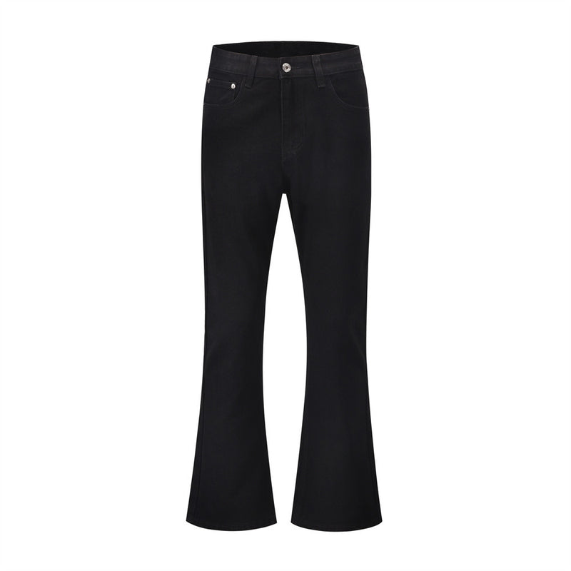 Men Jeans Bell-Bottom Pants Loose Casual Simple Solid Color