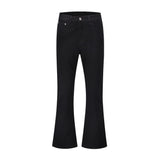 Men Jeans Bell-Bottom Pants Loose Casual Simple Solid Color