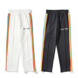Palm Angels Pants Palm Angels Rainbow Striped Pants Men's and Women's Casual Trousers Loose