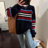 Women Pullover Sweater Striped Knitted Sweater