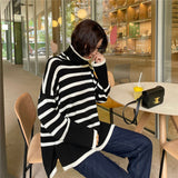 Women Pullover Sweater Striped Sweater Loose Temperament