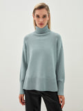 Women Work Business Casual Sweats Knitted High Collar Loose Sweater