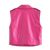 Women Vest Imitation Leather Vest Cool
