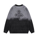Women Sweater Tie-Dyed Tapered Collar Knitted Sweater Cross Loose All-Match