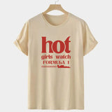 Hot Girls Letter Print Women Tshirt Short Sleeve Cot