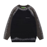 Men Sweater Stitching Spray Painting Loose Sweater