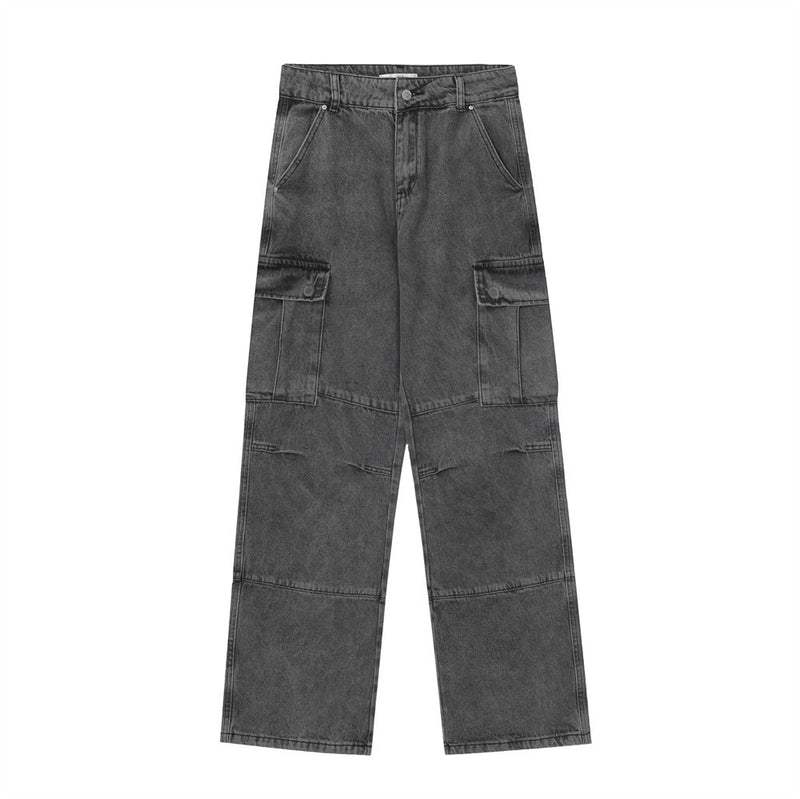 Men Jeans Trendy Multi-Pocket Stitching