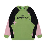 Women Sweater Sweet Cool Star Jacquard Knitted Couple Sweater Oversize