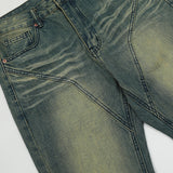 Men Jeans Bell-Bottom Pants Retro Distressed Loose