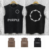 Purple Brand Distressed Tank T Shirts Distressed Sleeveless T-shirt Vest