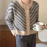 Women Knitted Cardigan Striped Knitted Cardigan Sweater