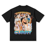 Stephen Curry Curry Short Sleeve Old NBA American Star Print
