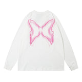 Men Long Sleeve T-Shirt Butterfly Printed Cotton Leisure Chain Decoration
