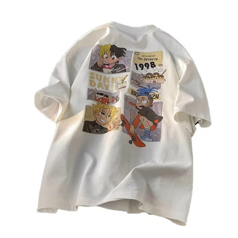Men T Shirt Cartoon Large Size Loose