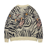 Kapital Sweater Vintage Jacquard Tiger Totem Knitted round Neck Japanese-Style Retro Knitted Pullover Sweater