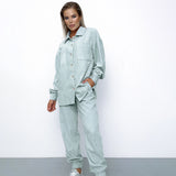 Women Co-Ords Vintage Corduroy Long Sleeve Shirt