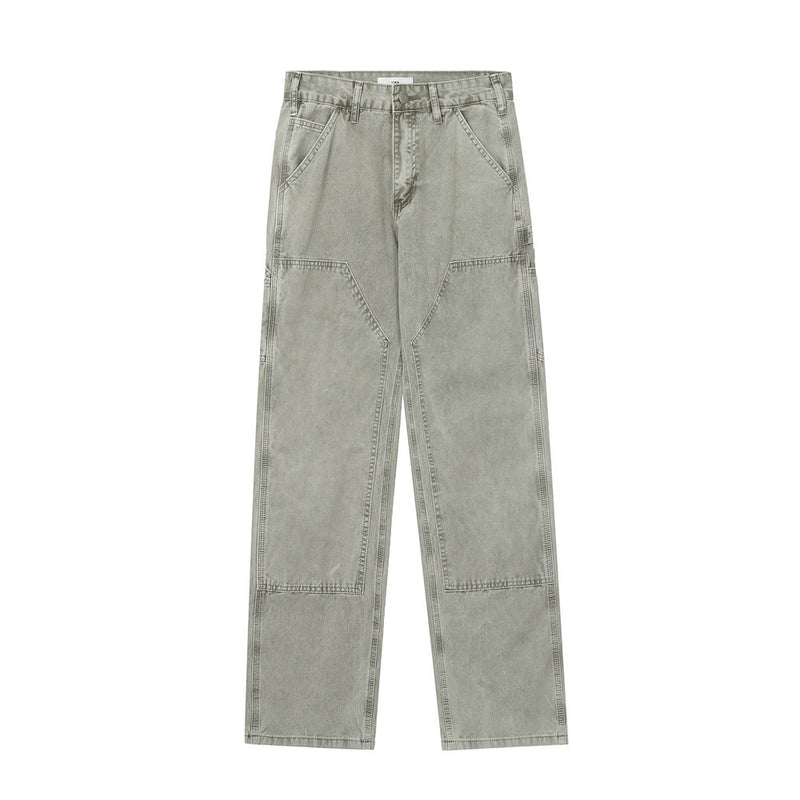 Men Jeans Retro Distressed Faded Loose Casual