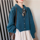 Women Knitted Cardigan Retro Small Sweater