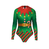 Ugly Christmas Sweater Autumn Long Sleeve Zipper Women's Sports Indoor Swimsuit